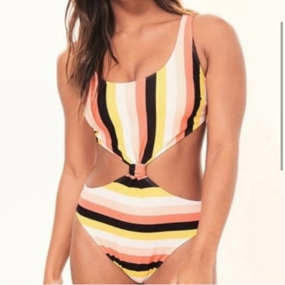 NWT Abercrombie XS Stripe Front Knot Cheekini
One Piece Tapered Swimsuit Sexy - Picture 1 of 7